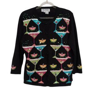 Vintage Jack B Quick Cocktail Martini Cardigan Womens Size Small Embellished